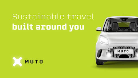 MUTO promotional image with text: Sustainable travel built around you